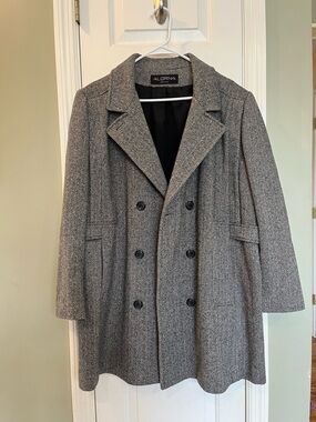vintage 1980s Alorna tweed double-breasted coat‎ herringbone L